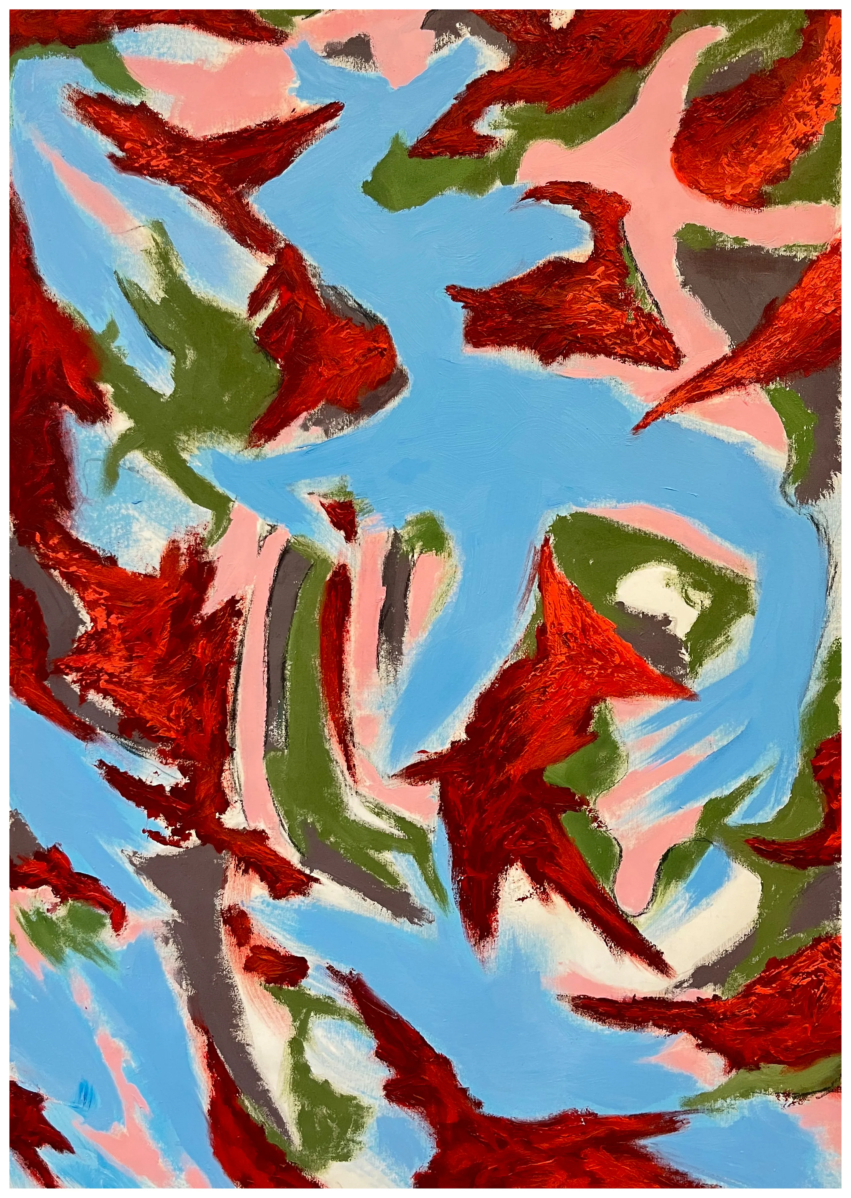 Cornfield, oil, acrylic, and charcoal on canvas, from the Blue Is A Window series.